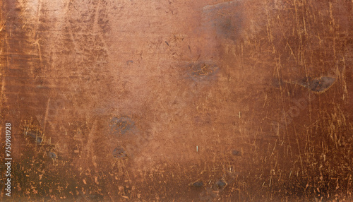 texture of old metal copper sheet with scratches; background and wallpaper