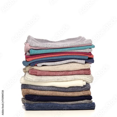 a stack of clothes on a white background of isolate