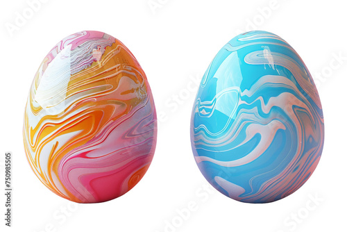 Set Easter egg design with retro wave elements Сlassic holiday symbolism with modern aesthetics on transparent background