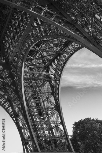 Graceful lines of the Eiffel Tower in Black and White