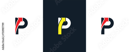 initial Letter P Arrow Logo Concept icon sign symbol Design Element. Financial, Consulting, Logistics Logotype. Vector illustration logo template