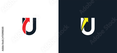 initial Letter U Arrow Logo Concept icon sign symbol Design Element. Financial, Consulting, Logistics Logotype. Vector illustration template