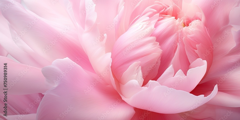 Close up macro view of pink peony flower bud. Floral background pattern