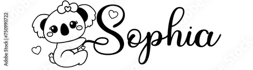 Sophia - black color - name written - Word ideal for websites,, presentations, greetings, banners, cards,, t-shirt, sweatshirt, prints, cricut, silhouette, sublimation
