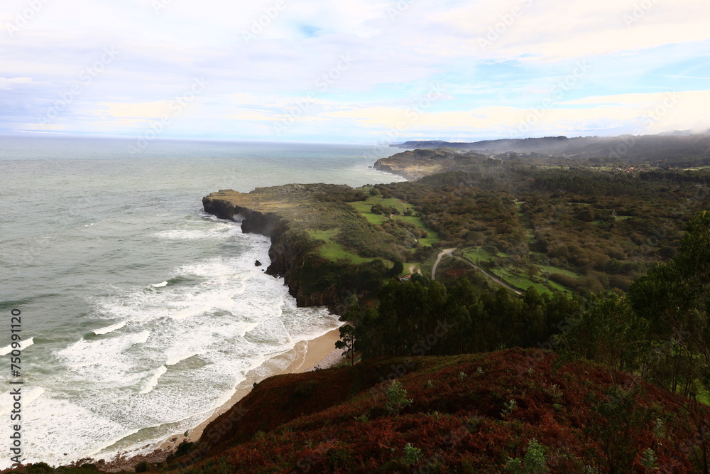 View on the Ballota beach located in the autonomous community of Asturias in Spain. View on the Ballota beach located in the autonomous community of Asturias in Spain.