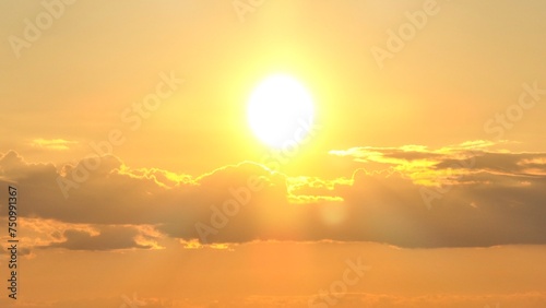 Photography Golden sunset with clouds and orange sky in heavens shining in warm summertime w