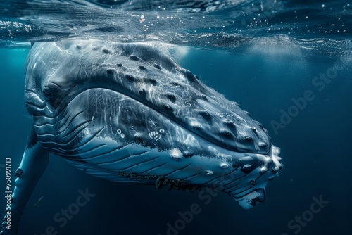 Whale in the sea in polar regions