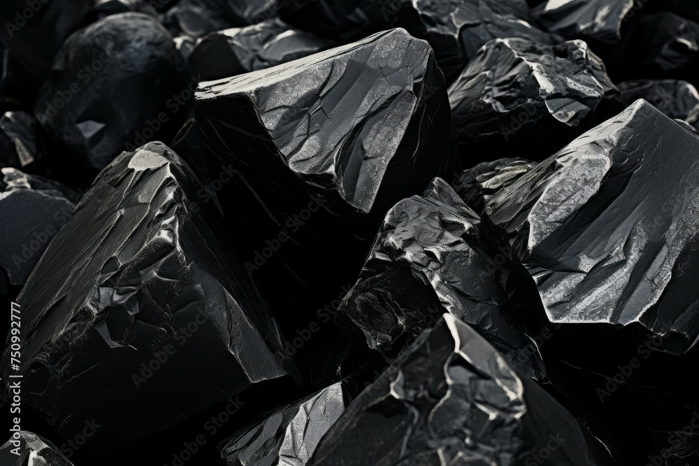 Silver black rocks. Metallic gray. Generate Ai