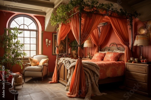 Dutch Master Suite: Fairy-Tale Canopy Beds and Terracotta Textile Accents