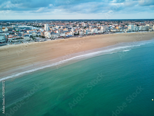 Aerial drone view of sand beach in Les Sables d'0lonne , France © Ekaterina Pokrovsky