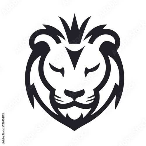 lion head black and white vector illustration isolated transparent background, logo, cut out or cutout t-shirt print design,  poster, baby products, packaging design, tribal tattoo