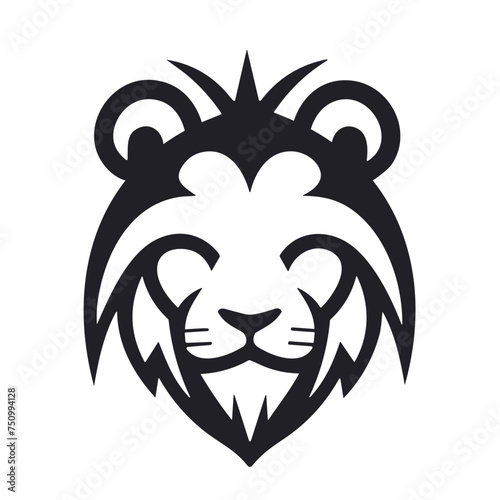 lion head black and white vector illustration isolated transparent background, logo, cut out or cutout t-shirt print design,  poster, baby products, packaging design, tribal tattoo