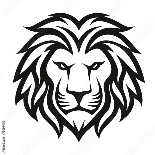 lion head black and white vector illustration isolated transparent background, logo, cut out or cutout t-shirt print design,  poster, baby products, packaging design, tribal tattoo