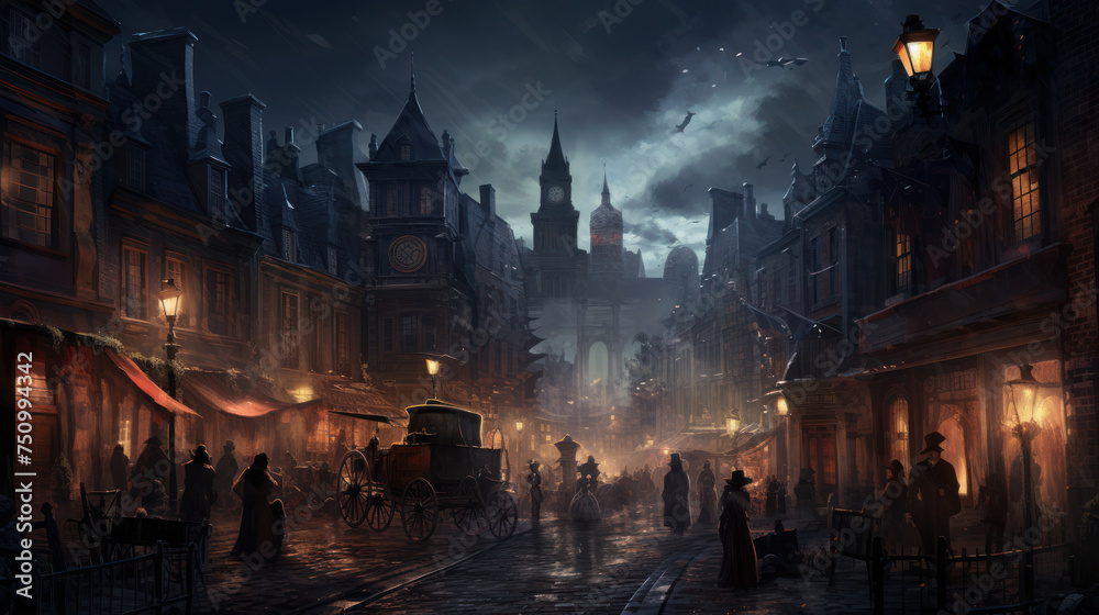 Fototapeta premium Time traveling adventure as a modern day cityscape
