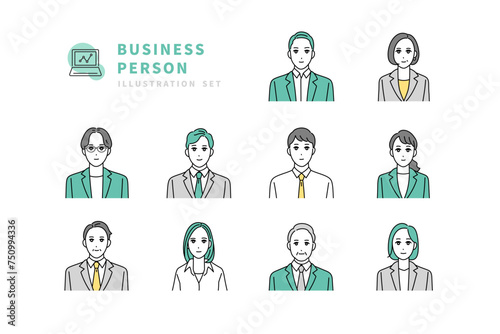 様々な職種のビジネスパーソンのアバターイラストセット