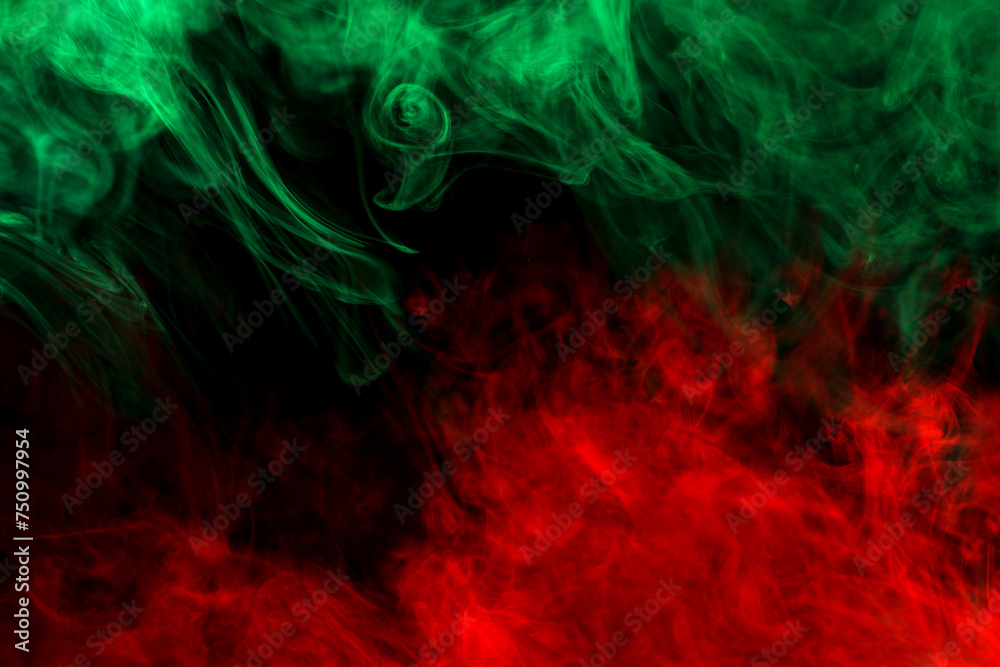 Abstract Smoke Patterns in Red and Green Colors