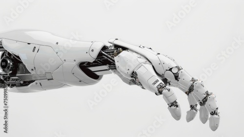 rendering white robotic arm with blank space on white background
