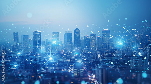 Smart city and intelligent communication network of things ,wireless connection technologies concept photo