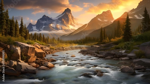 Glacier National Park, Montana. Panoramic image.