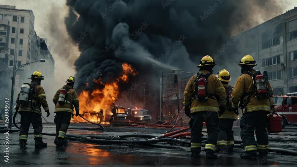 Firefighters called to rescue working in city, burning building and smoke Firefighters called to rescue working in city, burning building and smoke
