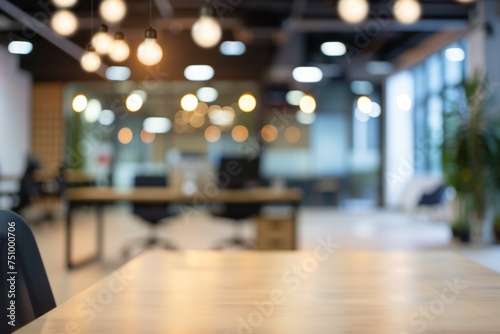 Defocused background of modern office interior  empty open space for design