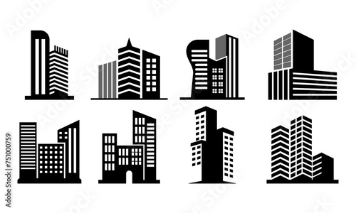 skyscraper building vector logo set template