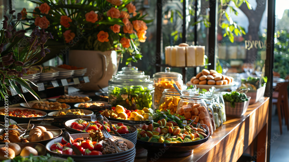 A lavish brunch buffet spread