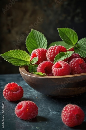 fresh raspberries in a bowl photo