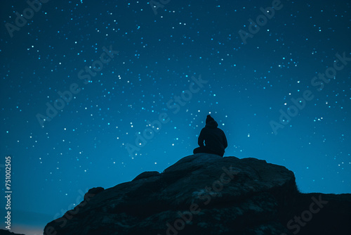 Starry Solitude: A Lone Observer Under the Enigmatic Night Sky