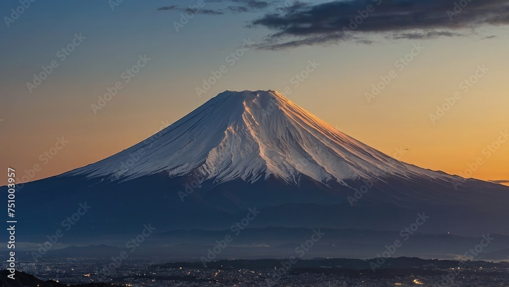 mountain Fuji at sunset time background photo