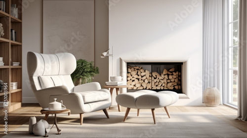A stylish living room featuring a luxurious modern armchair