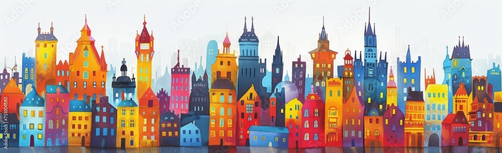 Fototapeta premium painted city skyline Generative AI
