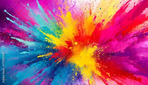 colorful dust and paint explosion colourful background in style of blue red yellow purple pink photo