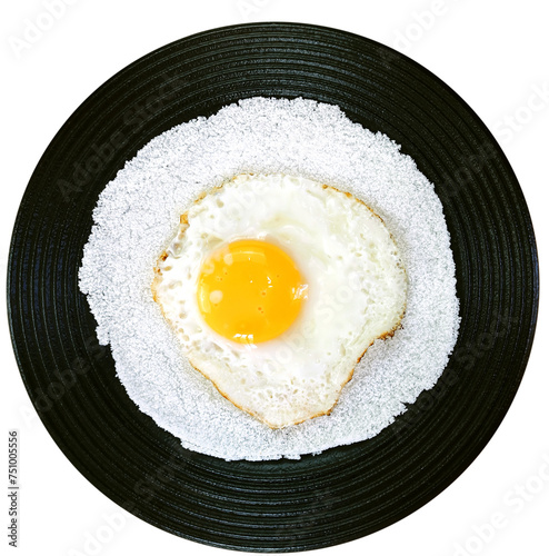 Typical Brazilian snack know as tapioca	with fried egg on the wooden background