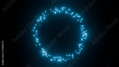 Glowing blue particles spinning in a circle. - 3D Render
