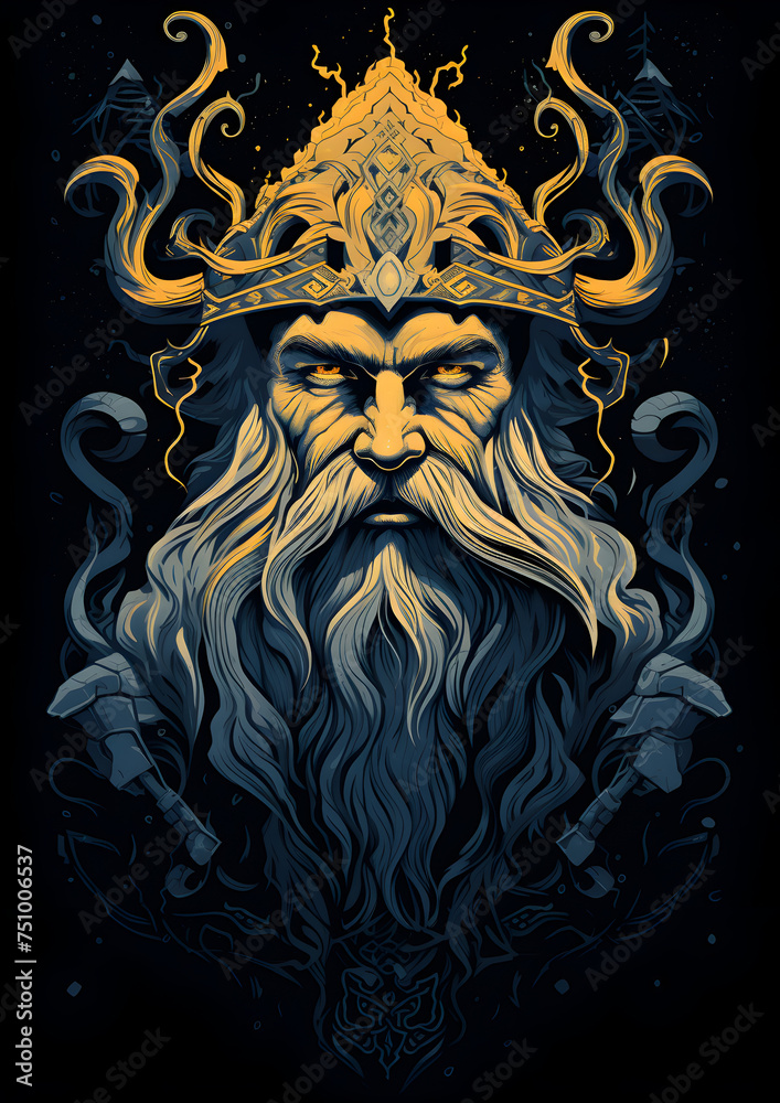 Fototapeta premium Viking face - vector art minimalist representation, Valhalla