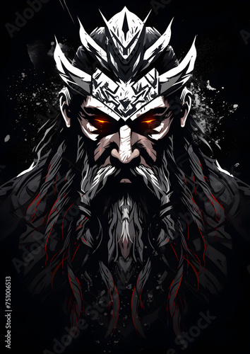 Viking face - vector art minimalist representation, Valhalla