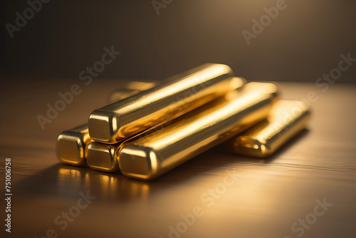 Gold bars on a blurred background © Adam Sadlak