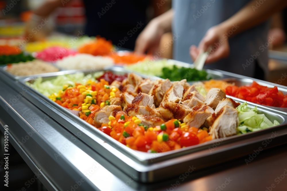 A schoolchild in the school cafeteria. Time of lunch break, peculiarities of the school meal, snack A schoolchild in the school cafeteria. Time of lunch break, peculiarities of the school meal, snack