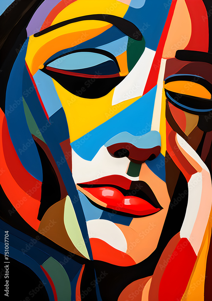 Woman face in colorful cubist style Woman face in colorful cubist style
