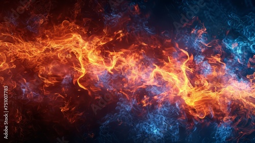 Fire Texture on Blue Background