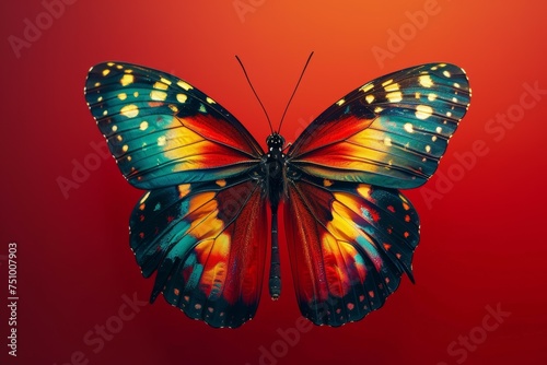 Colorful Butterfly on Red Background © Custom Media