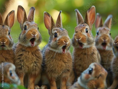 Shocked Bunnies on Green Background © Custom Media