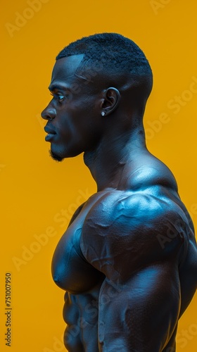 Male Bodybuilder Profile Yellow Background