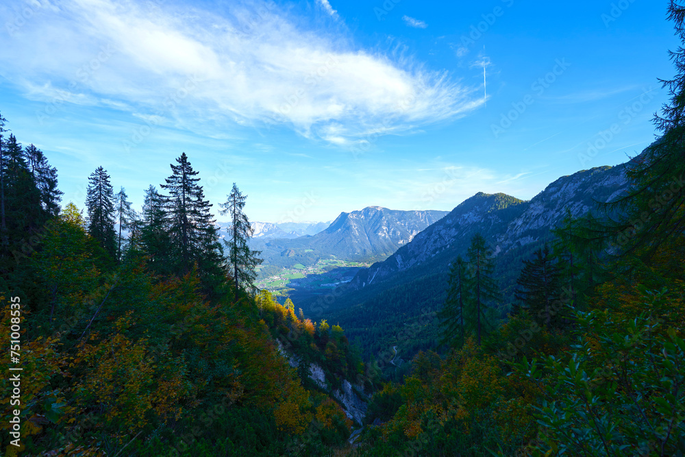 Obraz premium Beautiful view of the village in Austria. Bad Goisern, Upper Austria. 
