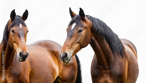 brown horse collection portrait standing animal bundle isolated on a white background as transparent png