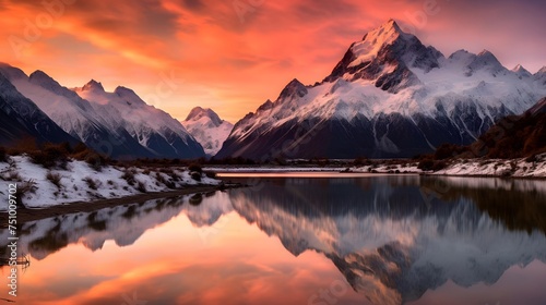 Panoramic view of Mount Cook, South Island, New Zealand