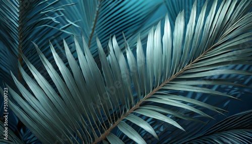 tropical palm leaf abstract blue background