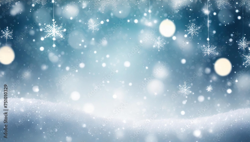 christmas glow winter background defocused snow background with blinking stars and snowflakes