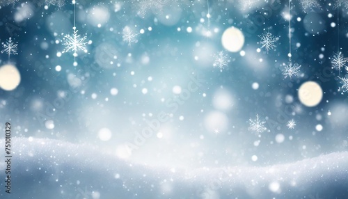 christmas glow winter background defocused snow background with blinking stars and snowflakes © Raymond